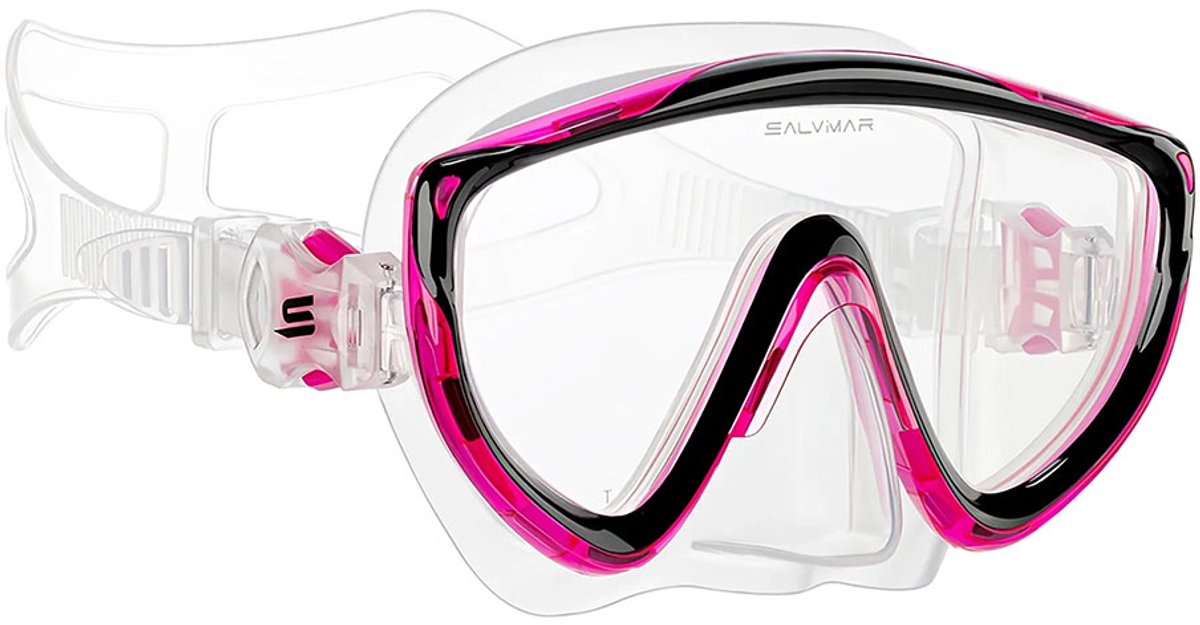 Salvimar Ray Duikmasker Transparant,Zwart,Roze Man,Vrouw