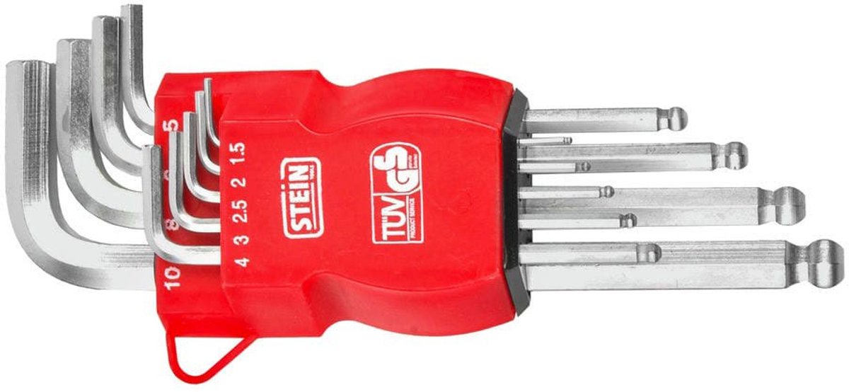 Stein Long Ball End 9 Pieces Set Inbussleutels Rood