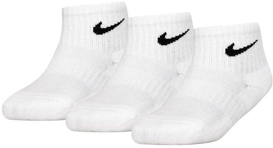 Chaussettes courtes Nike Kids RN0012, lot de 3 paires, Wit, pointures 23,5 à 27 (Garçons et Filles).