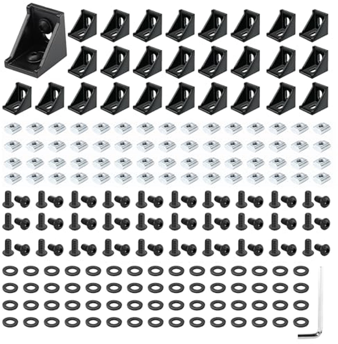 Aluminium Profiel Connector Set 2020-serie met Hoekbeugels en T-sleuf Schuifmoeren