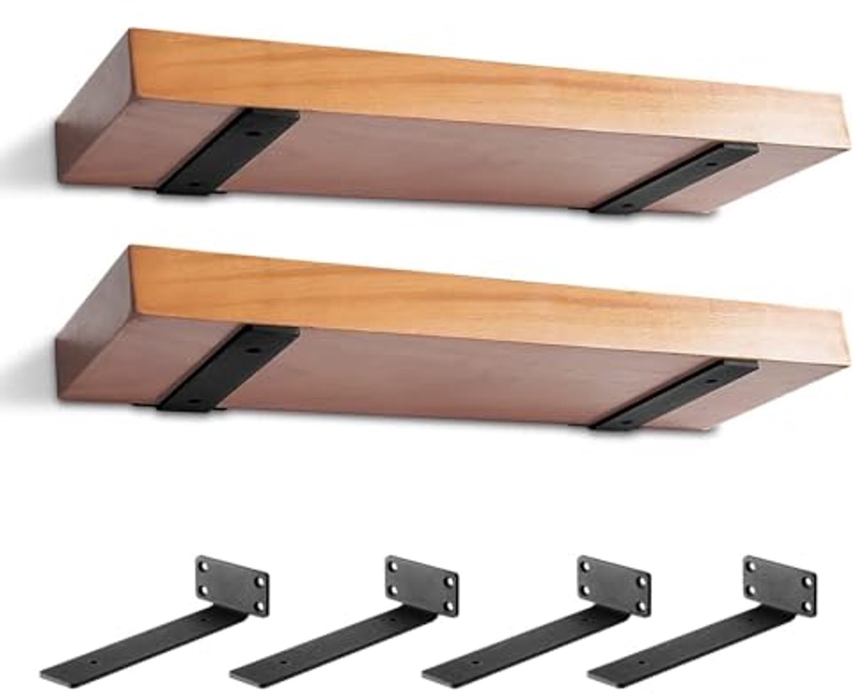 Zware Plankbeugels voor Wandplanken - Set van 4 - 8 Inch Lange Onzichtbare Steunbeugels