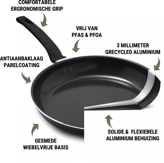 COOCK_Poêle de cuisson_Ensemble de poêles_Électrique_Induction_Gas_Céramique_Poêle satinée_Ustensiles de cuisine_Poêle à frire_noir