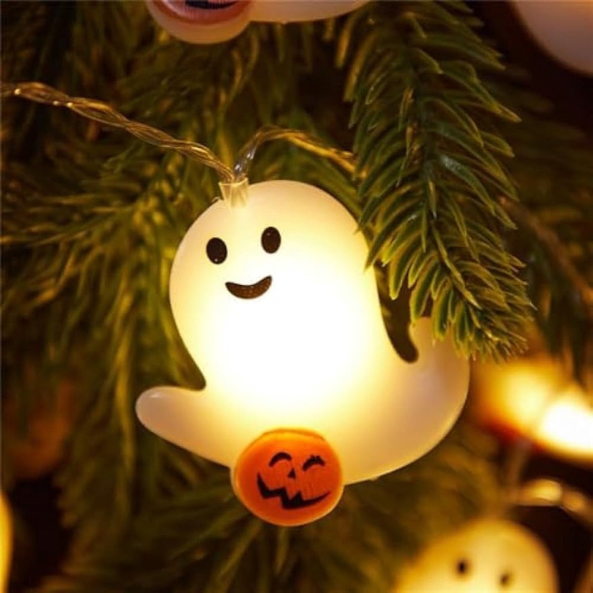 Lichtsnoer - Halloween decoratie - Halloween Lichtslang - Batterij Aangedreven Warm Licht - Sfeervolle Feest Decoratie - Halloween LED Lichtsnoer Pompoen Decoratie - Halloween Verlichting voor Binnen & Buiten - 4.5m 30 Lampjes — cadeau in Wonen & Interieur - foto 2