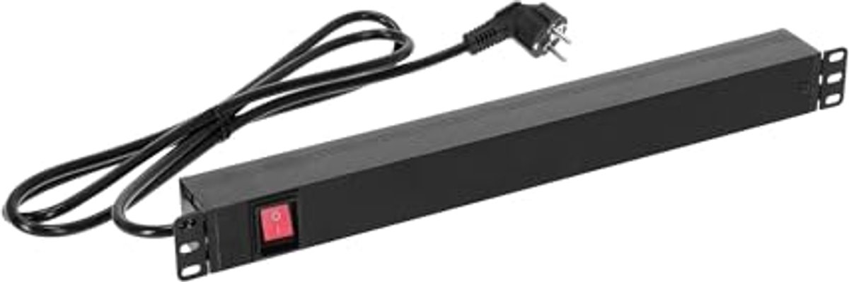 19 inch Stroomverdeler 8-voudig met Schakelaar - VDE-gecertificeerd