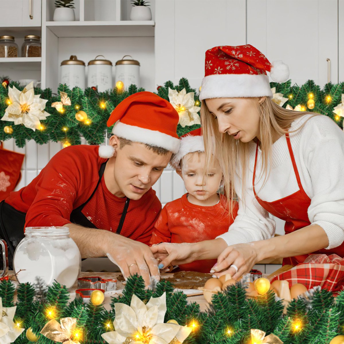 Kerstguirlande 2.7M Guirlande met verlichting Zwaardere kwaliteit Guirlande Kerstverlichting met goud decoratief – foto 8