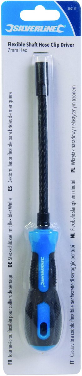 Silverline Flexibele slangklem sleutel - 7 mm zeskant - 230 mm lengte - ergonomisch handvat