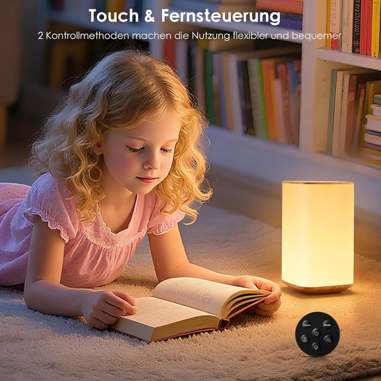 Nachtlampje - Dimmable met 3 kleurtemperaturen - 256 kleuren - 3000 mAh batterij - Oplaadbare tafel lamp met afstandsbediening - Nachtlampje voor baby's - Nachtlampje met timer — afbeelding 2