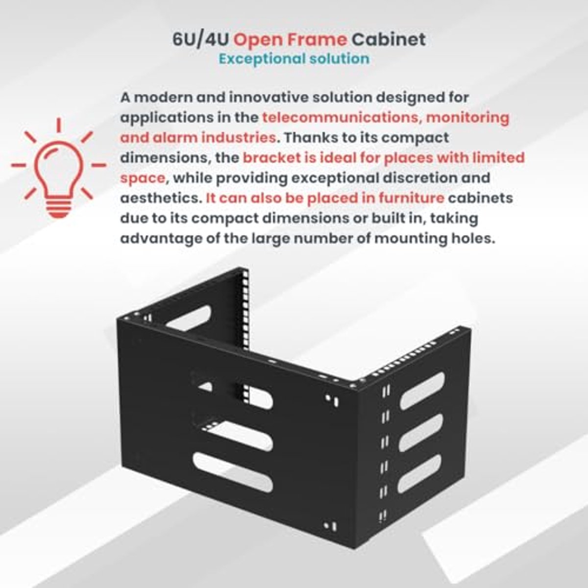 Wandbeugel voor 19" 6U Server Rack - Zwart