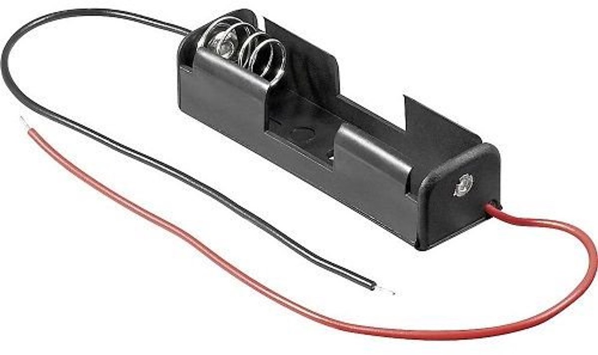 Batterijhouder voor 1 AA batterij, bekabeld en veilig