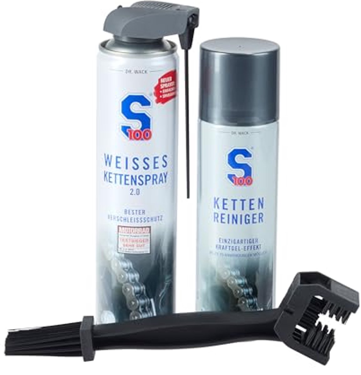 Kettingreiniger en kettingspray set 300ml met kettingborstel