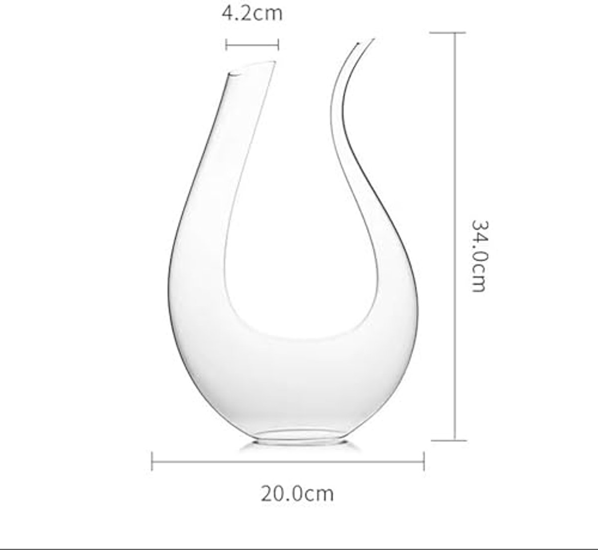 U-vormige kristallen wijnkaraf 1.5L - 100% loodvrij