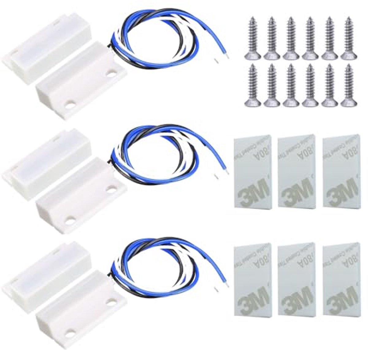 Witte Magnetische Deursensor NO/NC - 3 Sets Verzonken Raamcontact voor Toegangscontrole