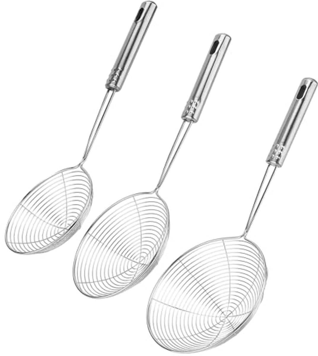 Set van 3 roestvrijstalen spinnenweb-schuimspaan voor de keuken - 12, 13 en 15 cm