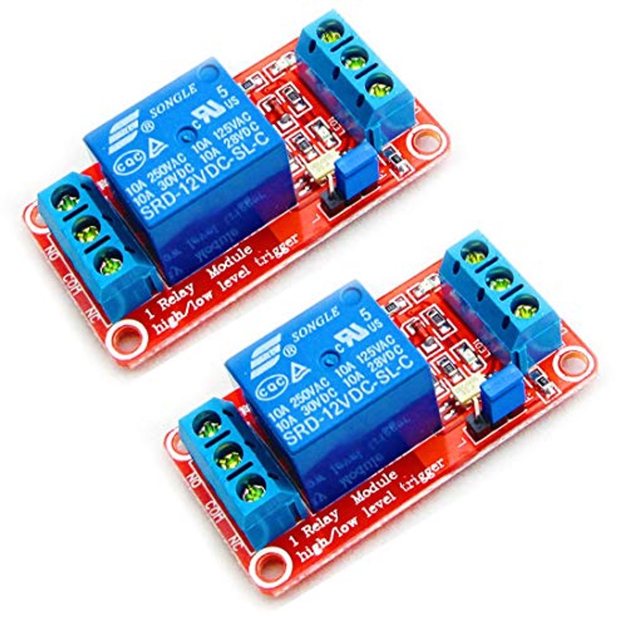 1 Kanaal 12V Relais Module met Optocoupler - Set van 2