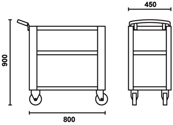 Serveerwagen trolley met 3 niveaus planken - 60 x 40 x 81 cm - industriële keuken Serveerwagen trolley met 3 niveaus planken - 60 x 40 x 81 cm - industriële keuken