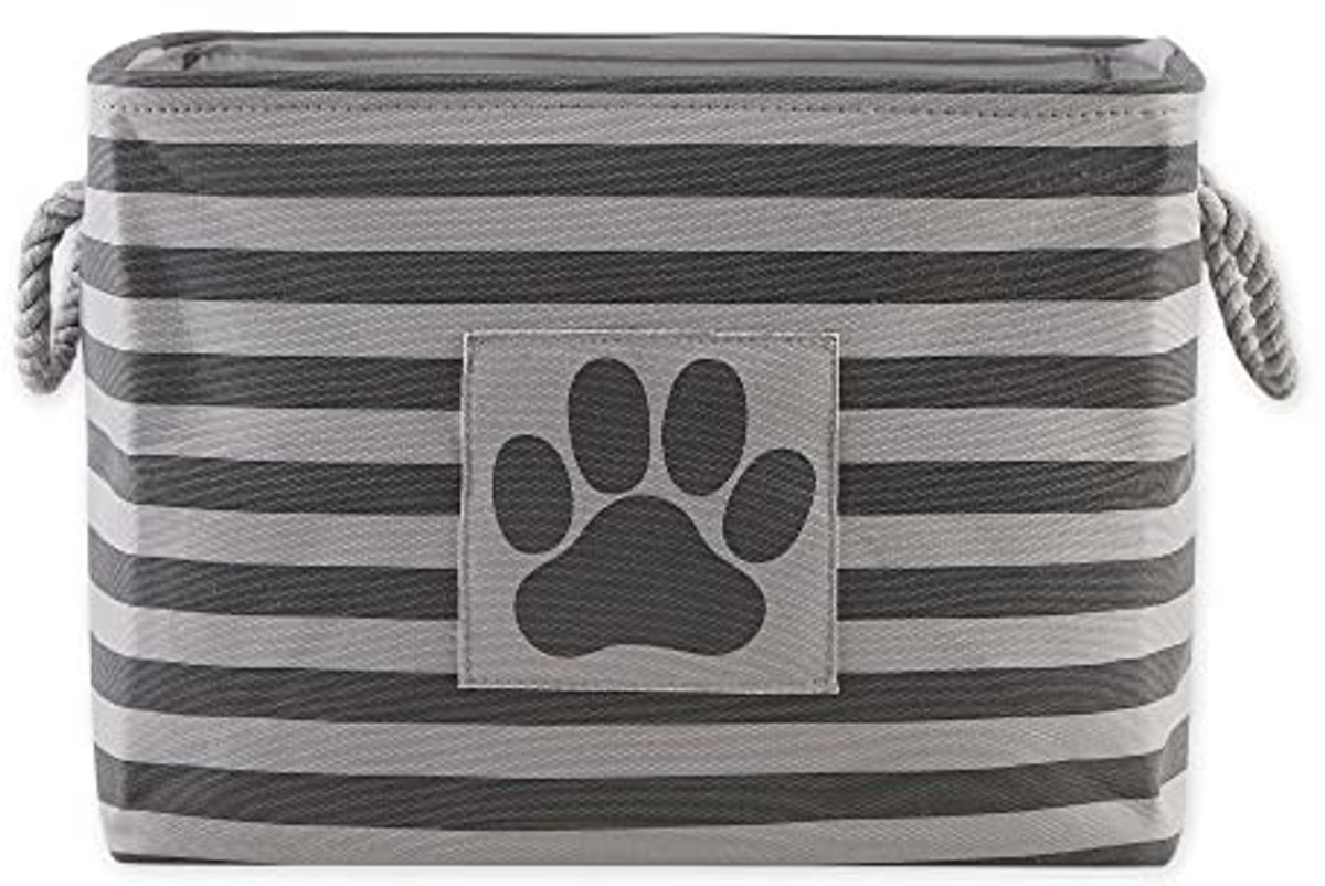 Gestreepte Paw Patch Bin - Medium Rechthoek - Grijs