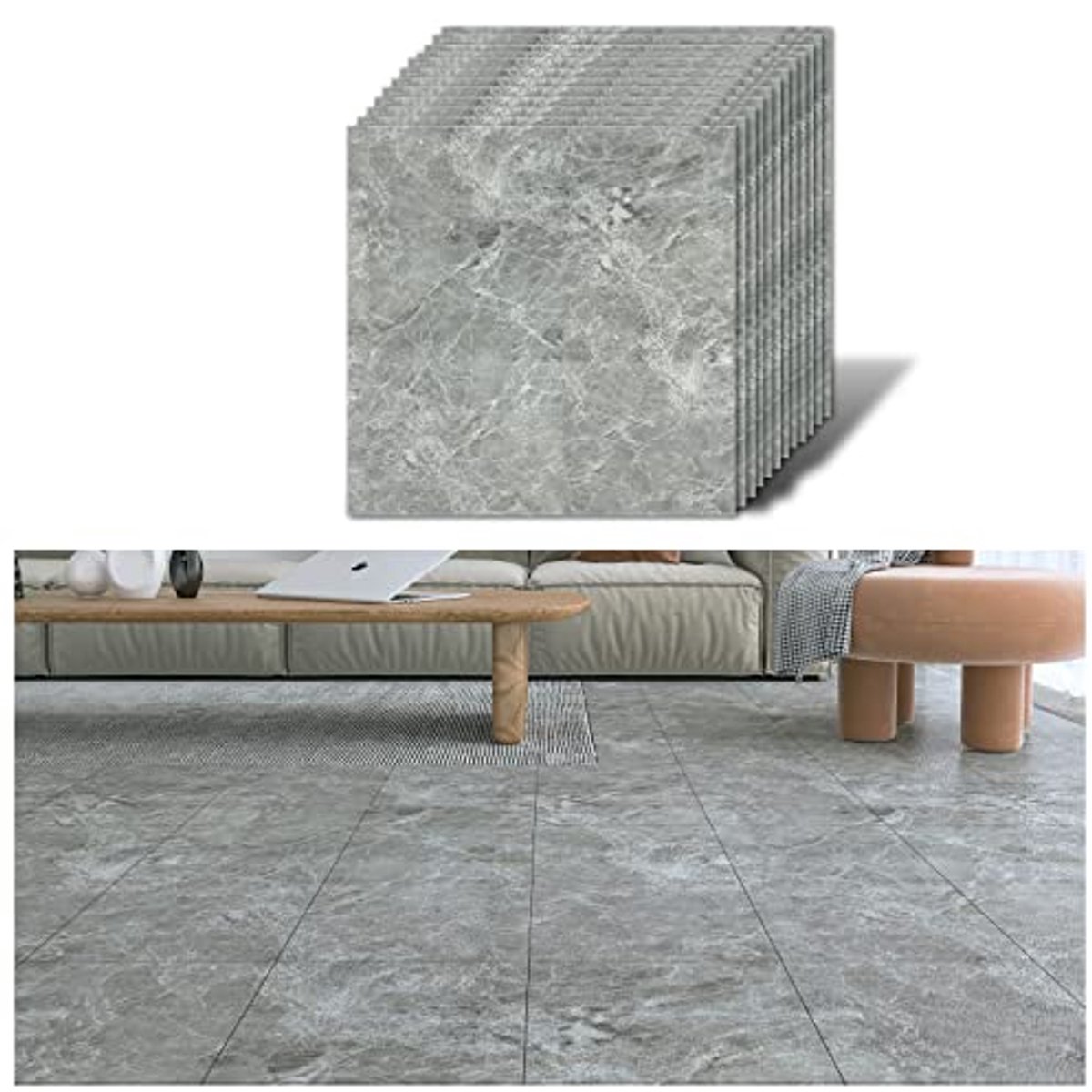 Zelfklevende PVC-tegels Marmer Grijs 30x30 cm voor Keuken en Badkamer - Waterdicht en Duurzaam
