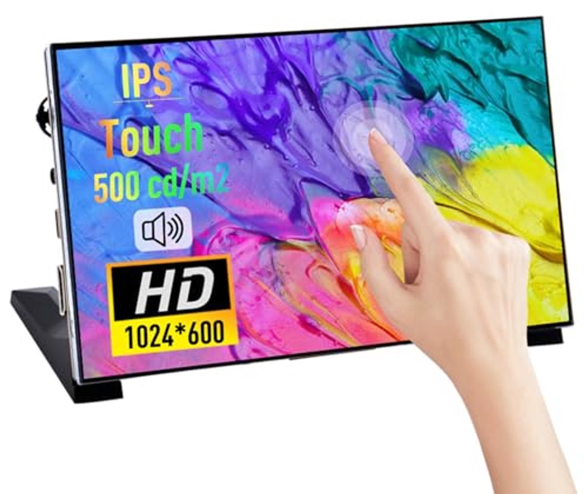 Image of 7 inch IPS touchscreen monitor met touchscreen functionaliteit voor Raspberry Pi en PC, 1024x600, draagbare HDMI monitor