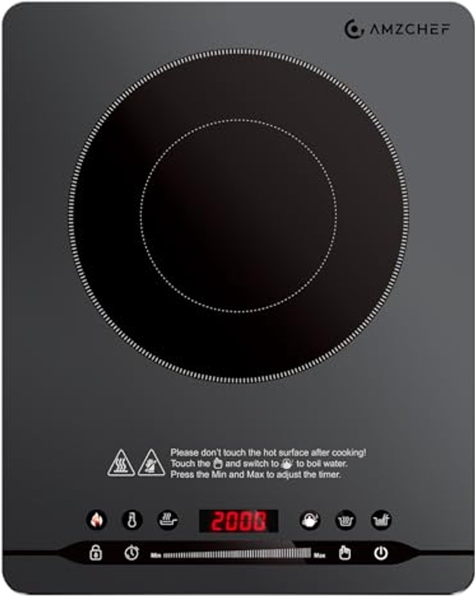 Draagbare inductiekookplaat 2000W - Slim en Stil met 9 Vermogensinstellingen