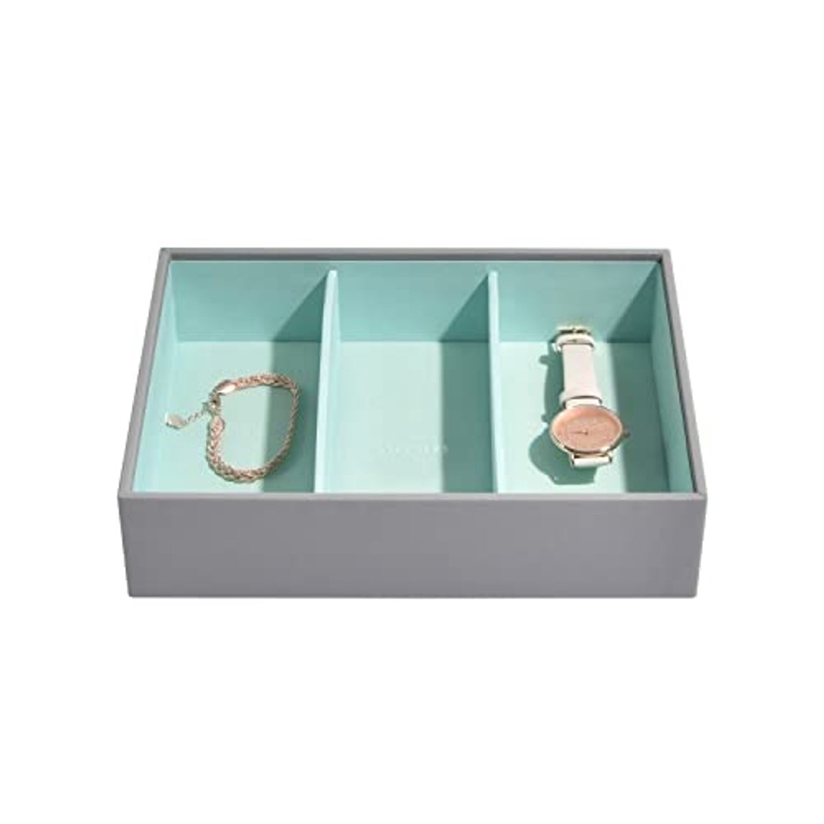 Middelgrote Grijze-Mint Sieradendoos voor Horloges en Accessoires