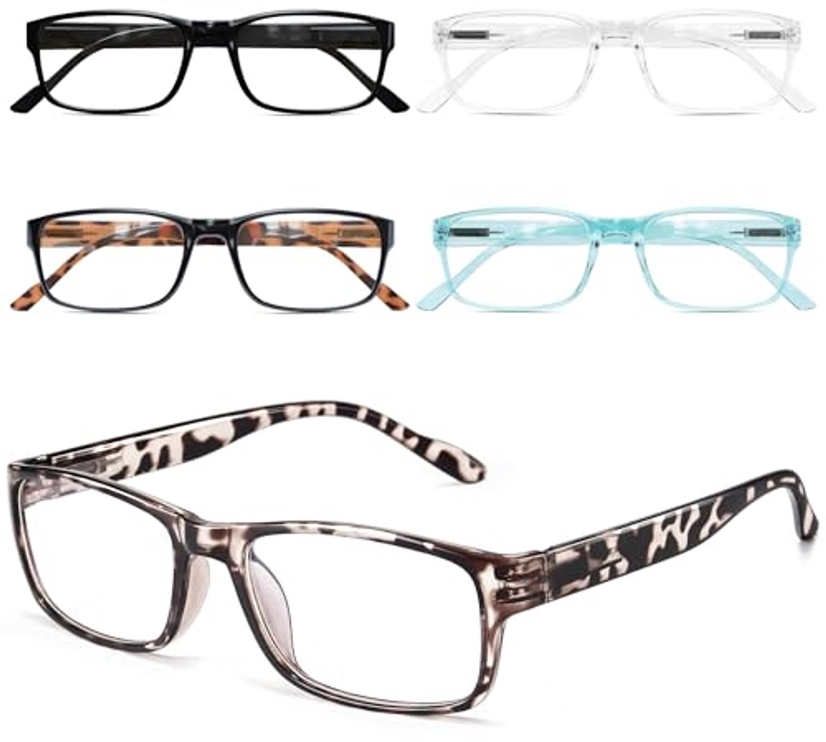5-Pack Lezende Bril met Blauw Lichtfilter - Veilige en Lichte Leesbrillen voor Mannen en Vrouwen