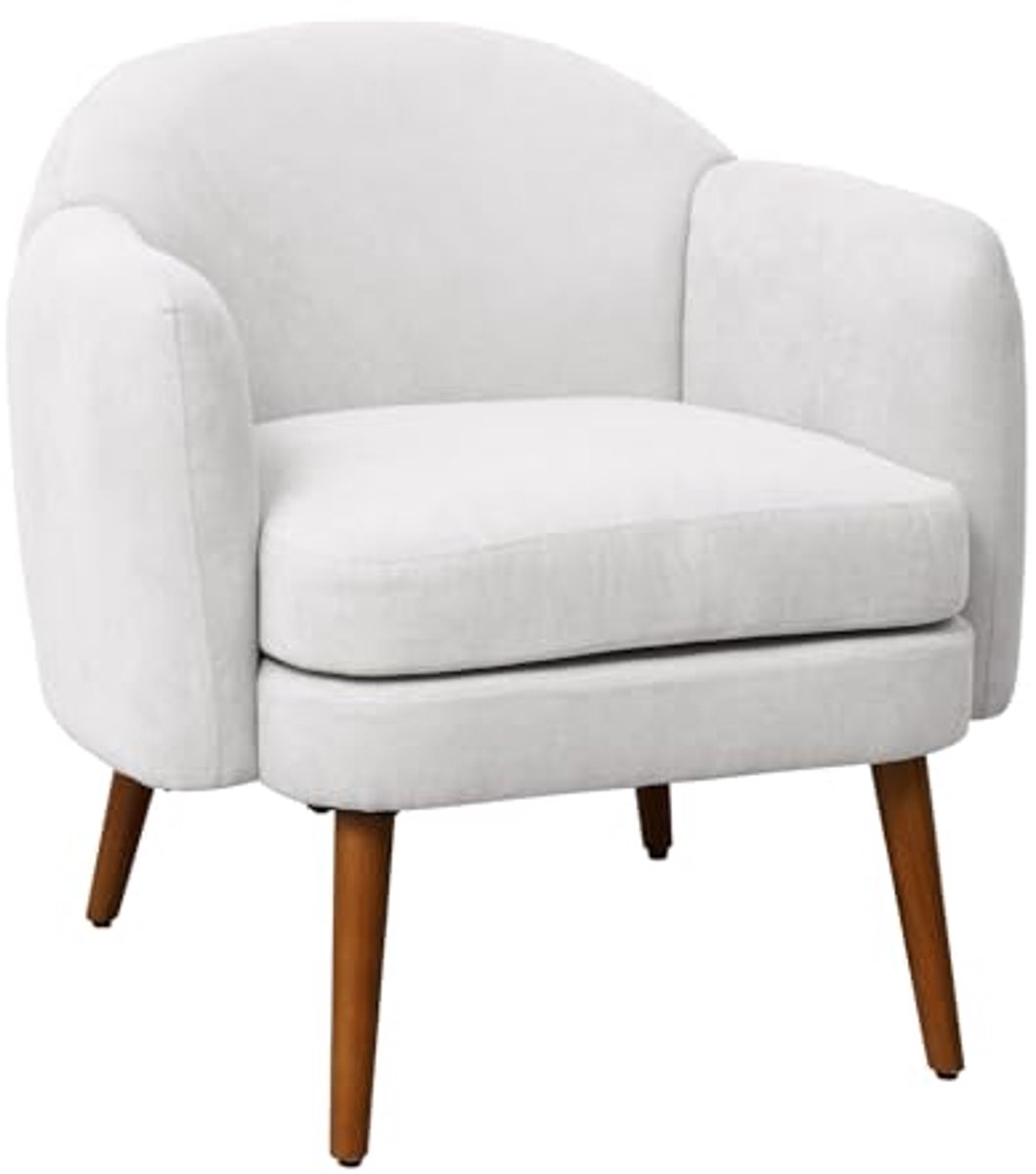 Moderne loungestoel met armleuningen – Scandinavisch design, wit, perfect voor woonkamer,