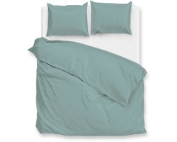 Zohome Dekbedovertrek Satinado - Groen - Lits-jumeaux - Dekbedhoes van 100% Katoen-Satijn - Uni - 240x220 + 2 slopen 60/70 cm