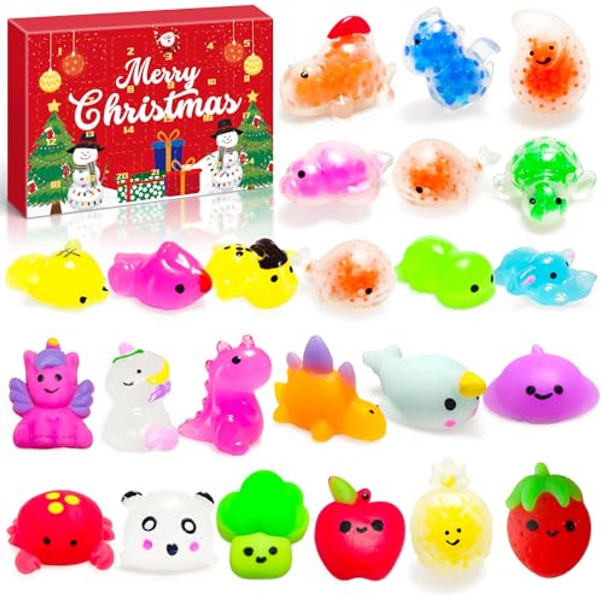 Adventskalender met 24 Sensory Speelgoedjes voor Kerstmis - Stressverlichtende Moestuin met Dieren en Fruit