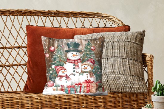 Sierkussens - Kussentjes Woonkamer - 40x40 cm - Sneeuwpop - Familie - Kleurrijk