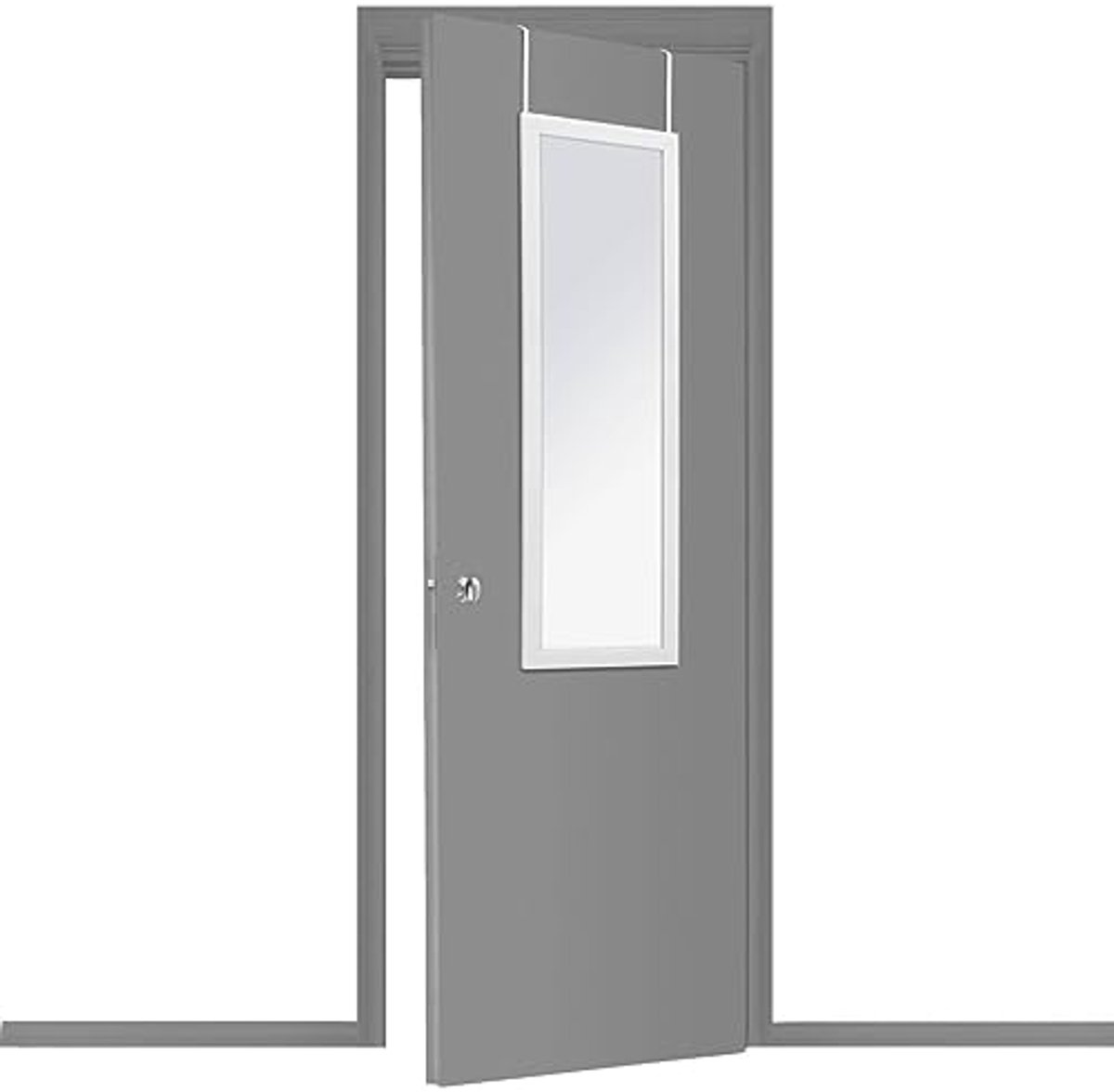 Deurspiegel met Frame 36 x 110 cm - Wit