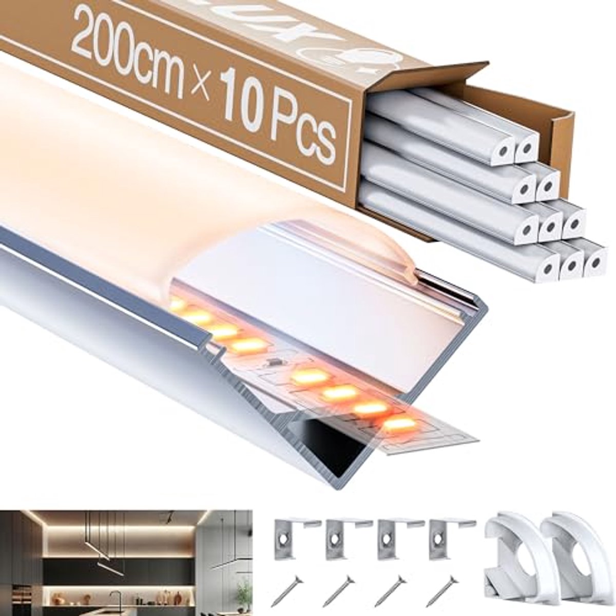 Aluminium LED Hoekprofiel 2m - V-vormige LED Strip Kanaal voor Indirecte Verlichting