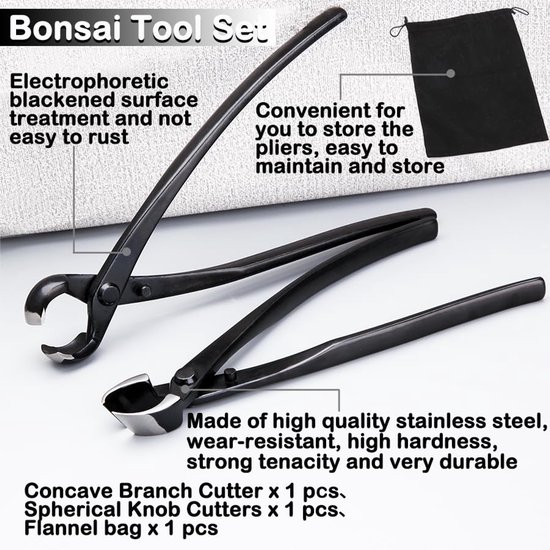 Bonsai Gereedschap Set - Concave Snijders en Bolvormige Knopsnijders van Hoogwaardige Koolstofstaal voor Tuinieren — afbeelding 5