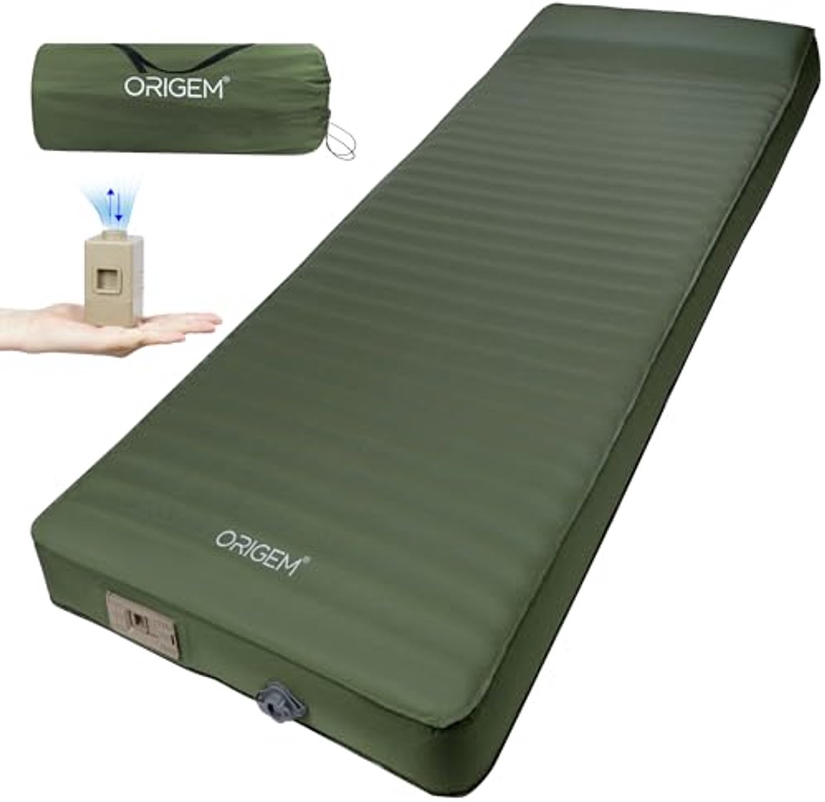 Zelfopblazende ultradikke campingmatras met luchtpomp - 10 cm voor 4 seizoenen - Slaapmat voor buiten en onderweg