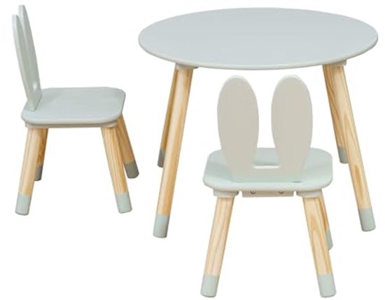Oviala Set van 2 kinderstoelen van metaal en hout, beige Oviala Set van 2 kinderstoelen van metaal en hout, beige