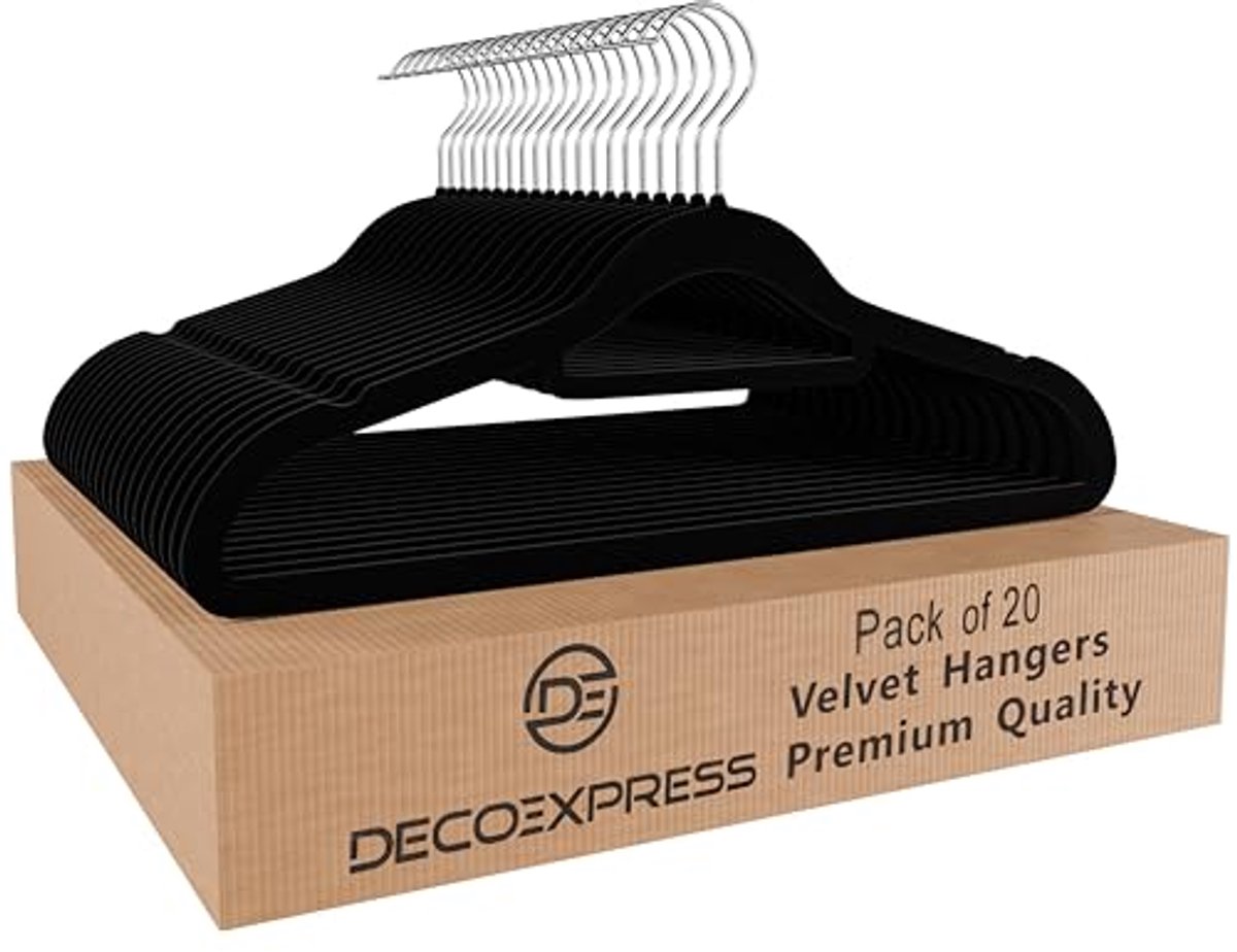 Ruimtebesparende Fluwelen Kledinghangers - Antislip en Multipack (20 Stuks)