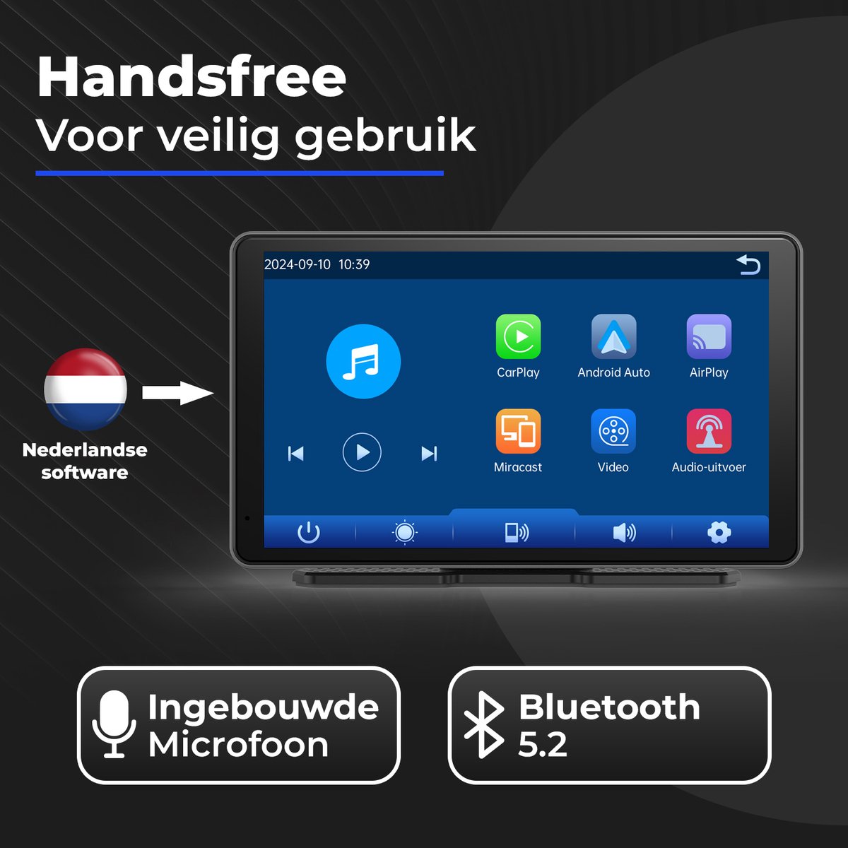CarMe 7 Inch CarPlay Scherm Draadloos met Achteruitrijcamera 6m, Apple CarPlay & Android Auto, Touchscreen Navigatie - Afbeelding 4