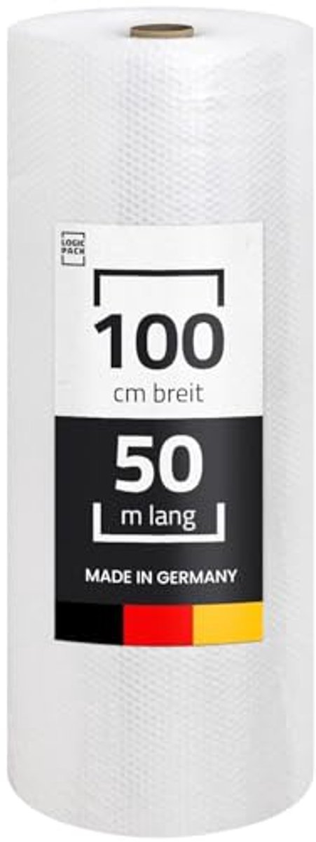 Noppenfolie 50m x 100cm - 2-laags Luchtkussenfolie voor Verhuizing en Verzending