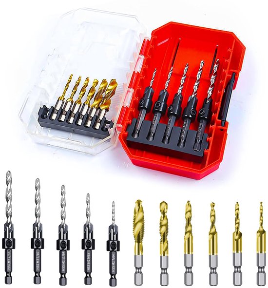 11-Piece Boor Set met Countersink Boor - Draadboor - Nauwkeurig Boren ...