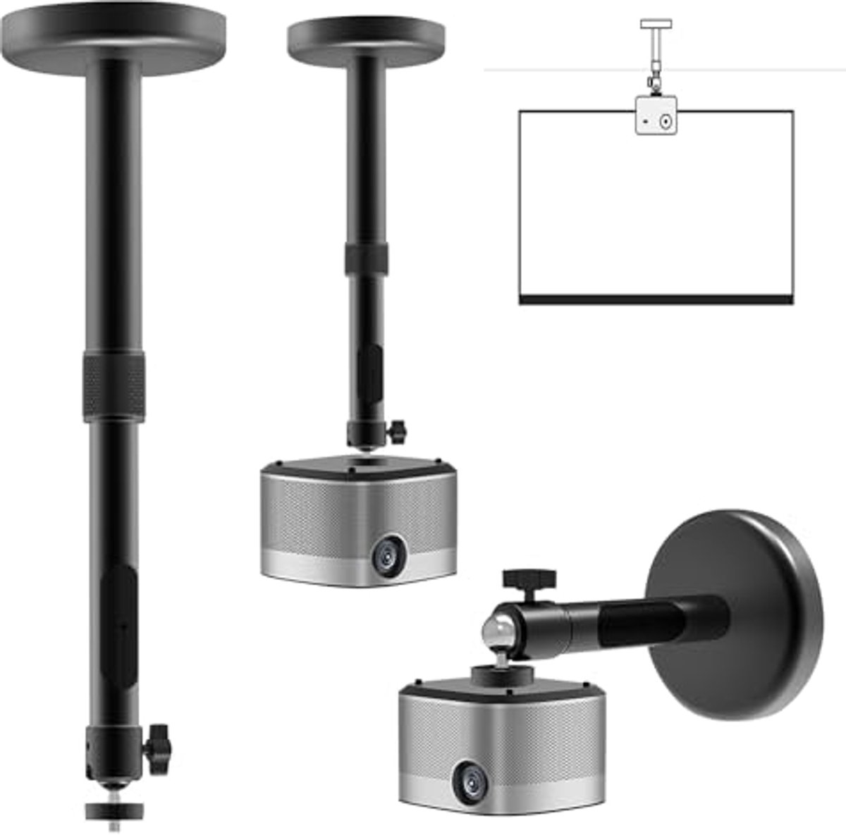 Image of 2-in-1 Projectorhouder voor Plafond en Muur - 360° Draaibaar, Tot 3 kg, Afstand 20-40 cm