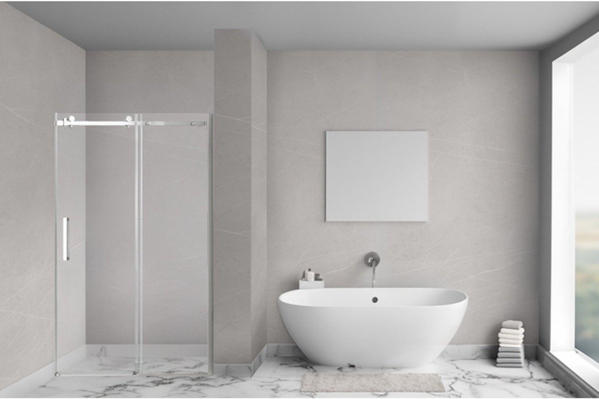 Aqua Vista Novara Nisdeur - 140x200cm - helder glas - incl. montageset - Chroom