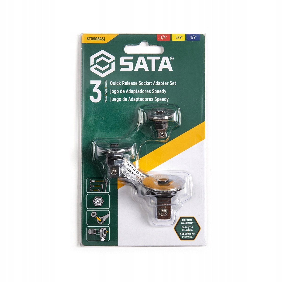 SATA Adapterset Ratel Sleutels 1/4" 1/2" 3/8" ST09084SJ