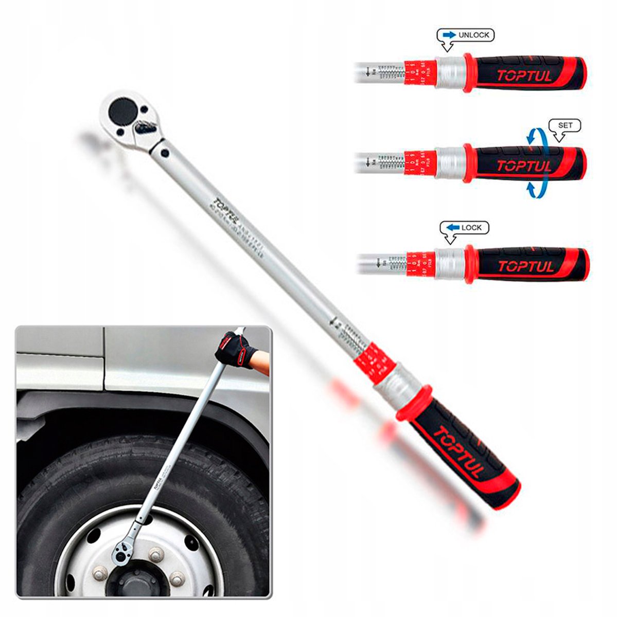 Toptul Momentsleutel 3/8" 10-60 Nm, 340 mm - Precisie en Betrouwbaarheid