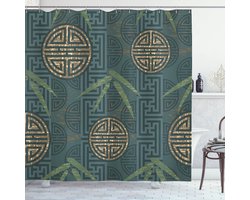 New Bed, Volkskunst Oosters Etnisch Vormen Motief Douchegordijn Badkamer Decor Set met Haakjes, 175 cm B 220 cm L