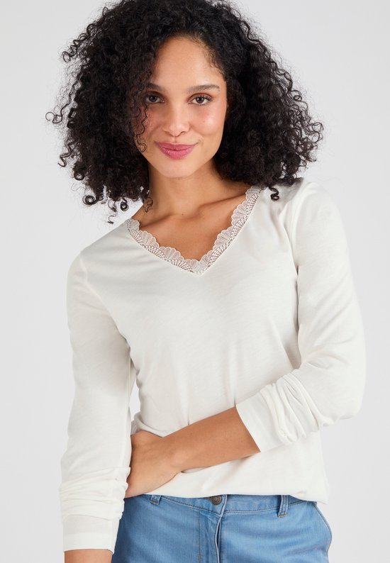 Damart - T-shirt kanten Thermol'love - Femme - Wit - S