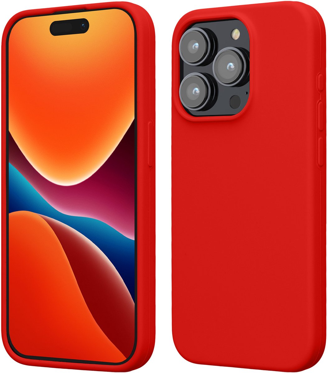 kwmobile Case voor iPhone 15 Pro - Slank TPU-Hoesje met Zachte Afwerking - In rood