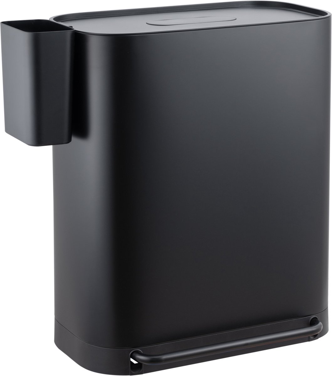 SVITA MLT2X30 Vuilnisemmer, 2 x 30 liter, pedaalemmer, afvalemmer 60 liter met 2 vakken met extra vak, vrijstaand met deksel inclusief binnenemmer, voor de keuken, grijs