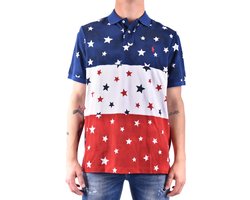 Print Short Sleeve Polo Shirt with Button Fastening - Multicolor