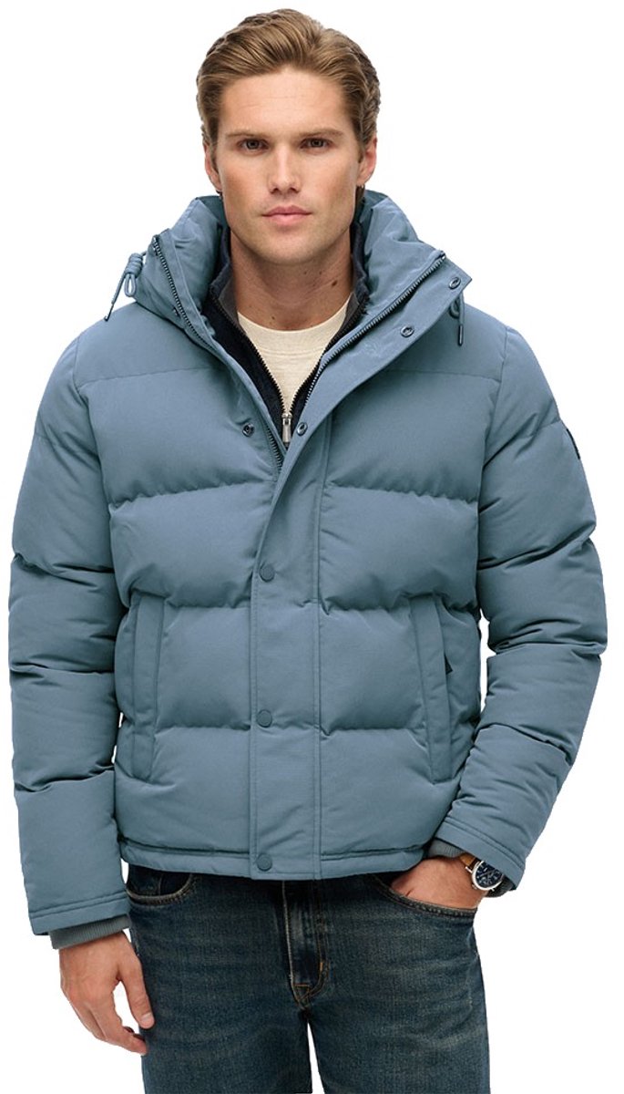 Superdry Everest Korte Gewatteerde Jas Met Capuchon Heren Gewatteerde jassen Blauw