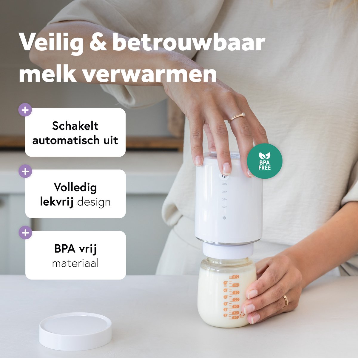 Draagbare Flessenwarmer onderweg - Gelijkmatig verwarmen - Draadloze Flesverwarmer voor baby - Flessenverwarmer draadloos - Qwali thumbnail 6