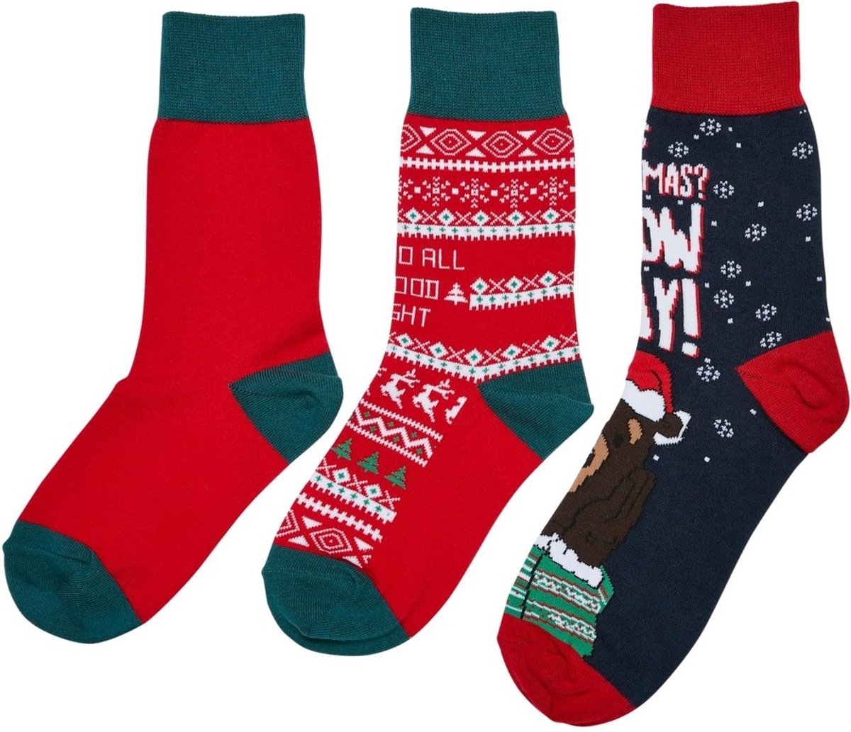 Urban Classics Christmas Bear Kids 3-Pack Sokken Kinderen 39/42 Multicolours Multicolor